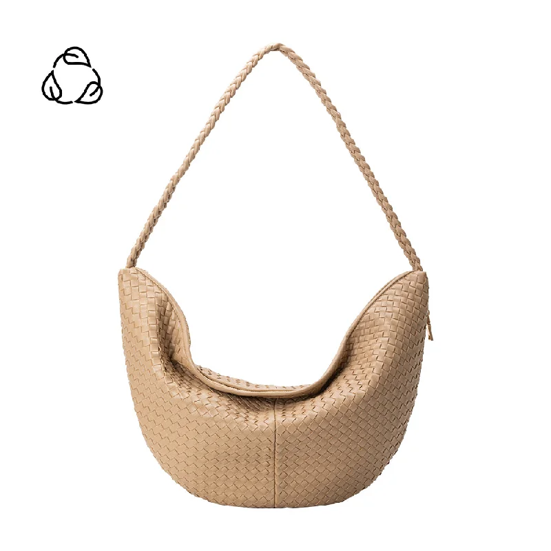 Chic perforated crossbody bags with breathable style details -Raquel Mushroom XL Recycled Vegan Shoulder Bag