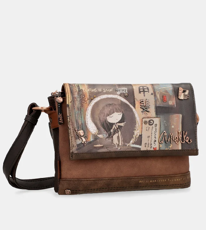 Earthy sage crossbody bags blending into nature tones -Shōen 3 compartment flap bag