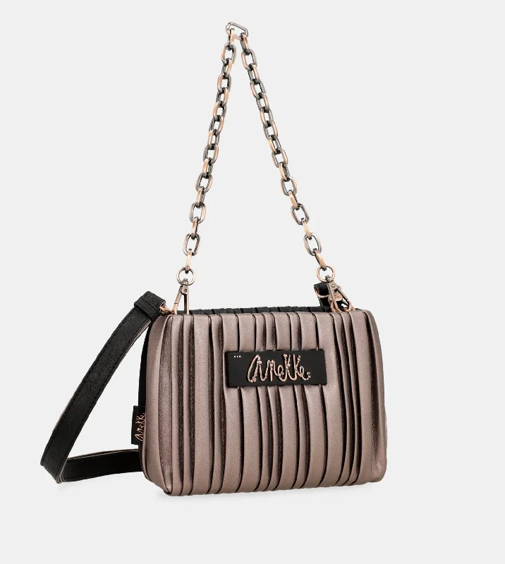 Shimmering bronze crossbody bags for festive night outings -Shōen Palette double-sided pleated bag