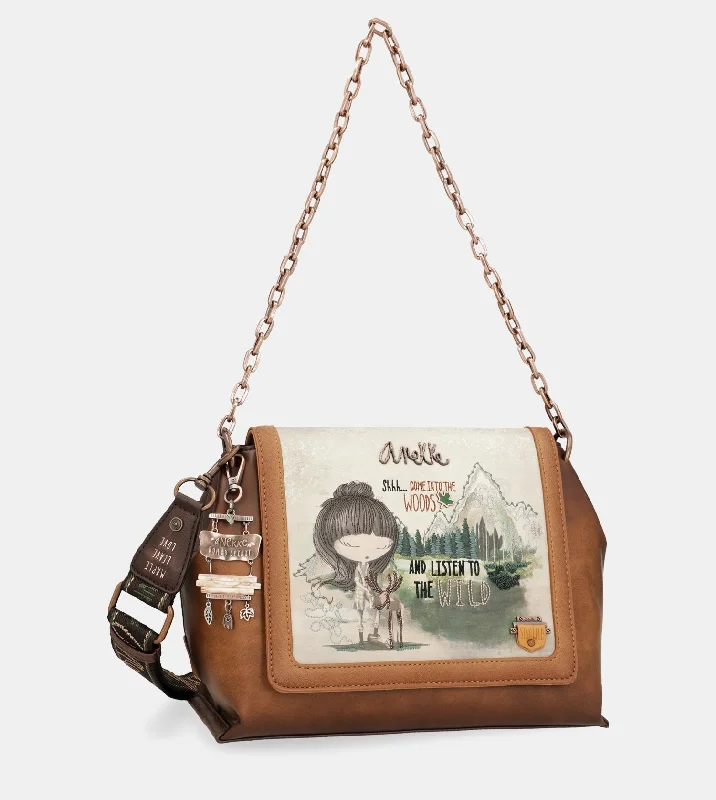 RFID-blocking canvas crossbody bags for tech-savvy travelers -The Forest metallic handle flap clutch bag