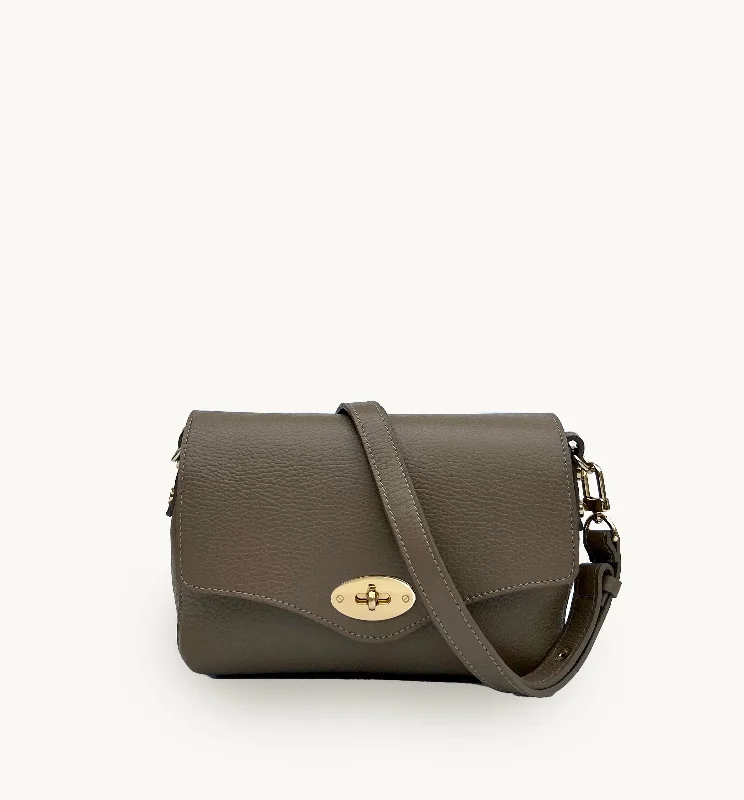 Soft taupe crossbody bags for neutral chic versatility -The Maddie Midi Mushroom Leather Bag