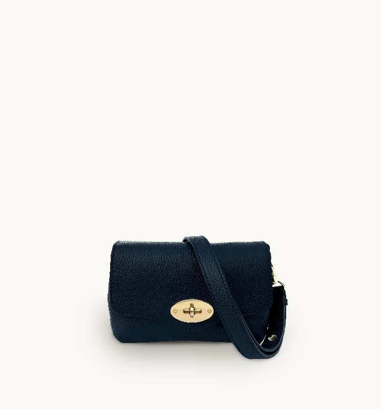 Creamy white crossbody bags for fresh summer looks -The Maddie Navy Leather Bag