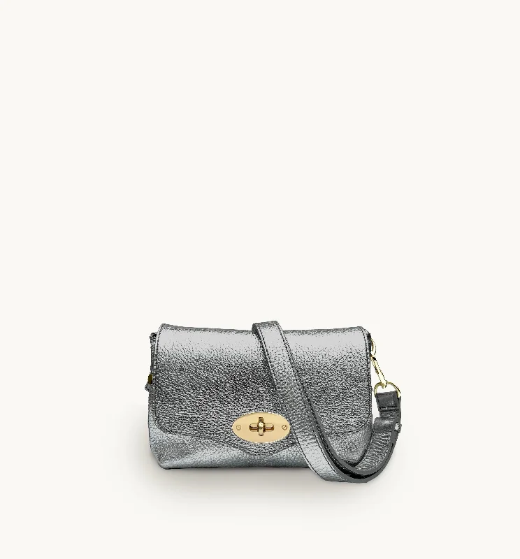 Subtle lavender crossbody bags for soft pastel elegance -The Maddie Pewter Leather Bag