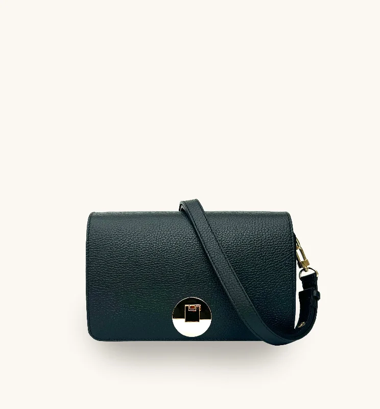 Rich chocolate crossbody bags for warm sophisticated tones -The Newbury Maxi Black Leather Bag