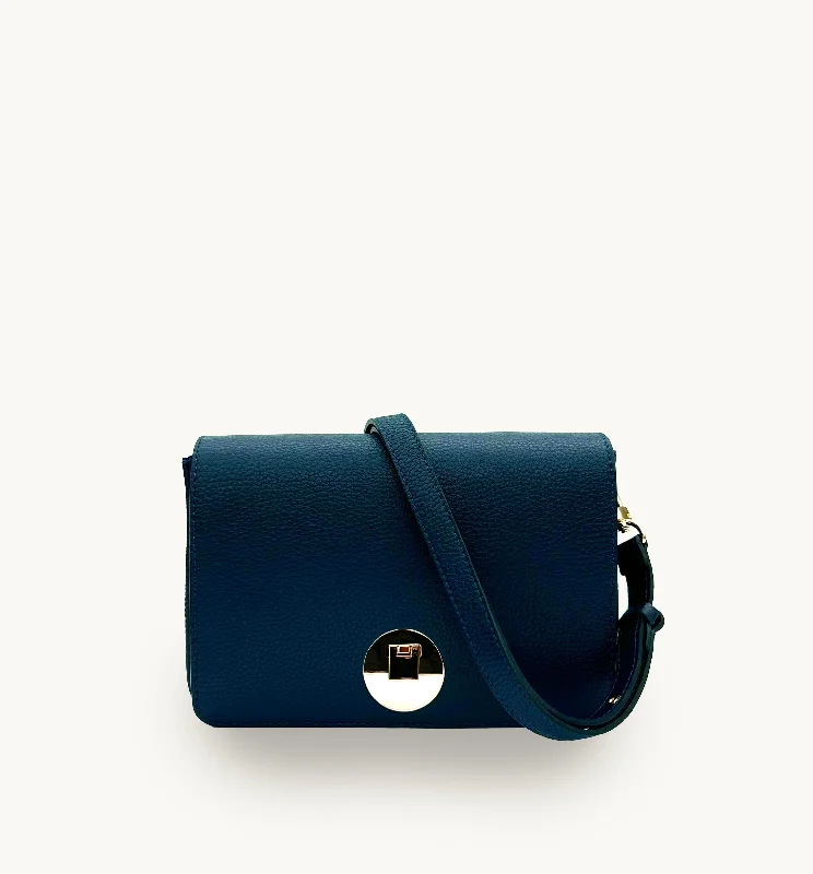 Reinforced canvas crossbody bags for reliable daily durability -The Newbury Maxi Navy Leather Bag