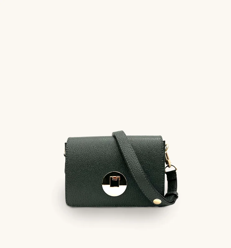 Shiny lacquer crossbody bags with high-gloss fashion edge -The Newbury Racing Green Leather Bag