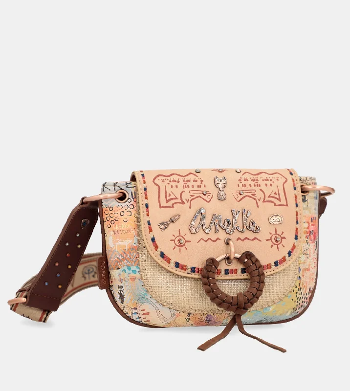 Oversized buckle crossbody bags with bold hardware details -Tribe ethnic print crossbody bag