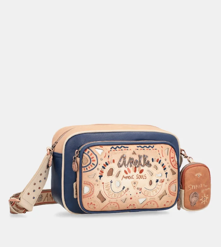 Vintage-inspired crossbody bags with brass hardware accents -Tribe navy blue crossbody bag