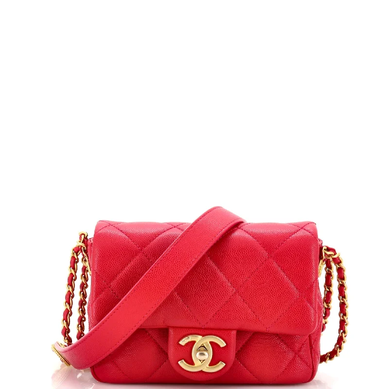 Anti-slip strap crossbody bags staying secure always -Twist Your Buttons Flap Bag Quilted Caviar Mini