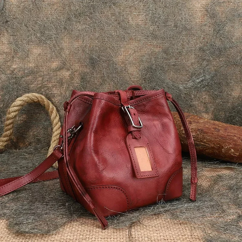 Eco-conscious hemp crossbody bags with natural fiber appeal -Vintage Womens Small Leather Crossbody Purse Red Shoulder Bag