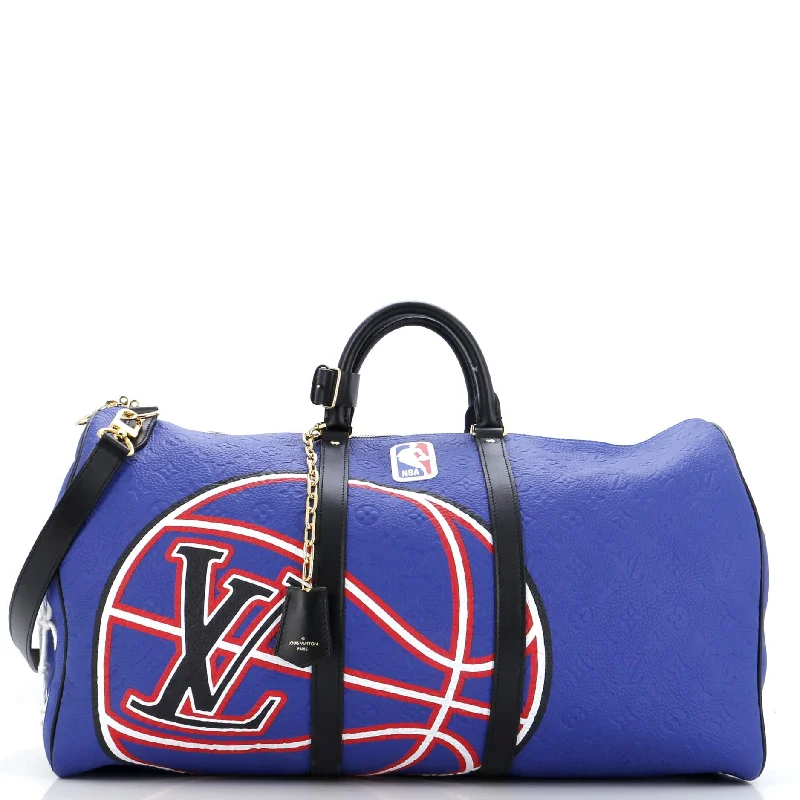 Deep teal crossbody bags for cool coastal vibes -x NBA Basketball Keepall Bandouliere Bag Printed Monogram Taurillon Leather 55