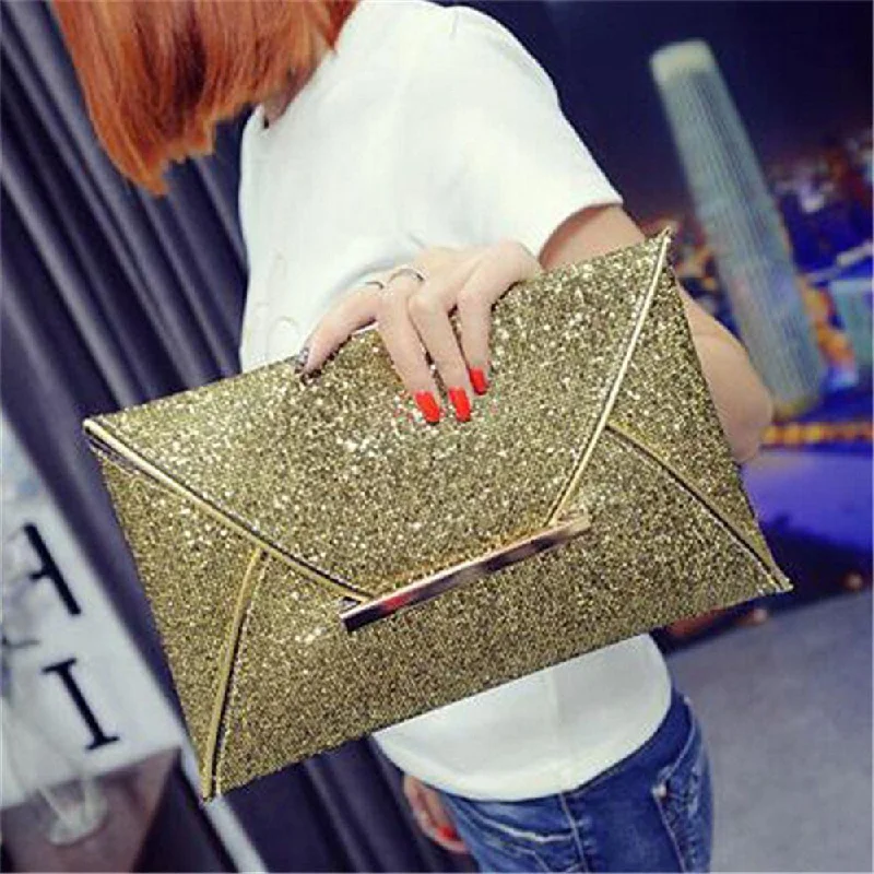 Beautiful embellished evening clutches with sequins and beads for added sparkle and glamour -2018 Women Fashion Handmade Package New Hot Sequins Clutch Purse Envelope Bag Personality Leather Top Quality