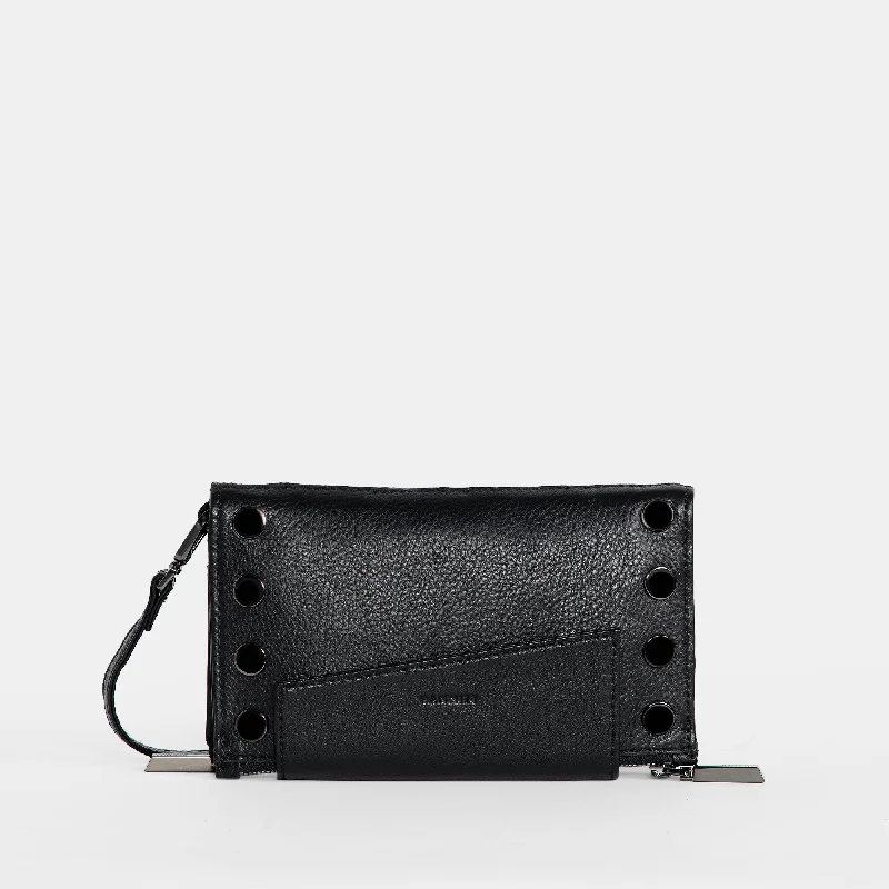 Stylish evening clutches with soft leather for a smooth, elegant look -Levy | Black/Gunmetal