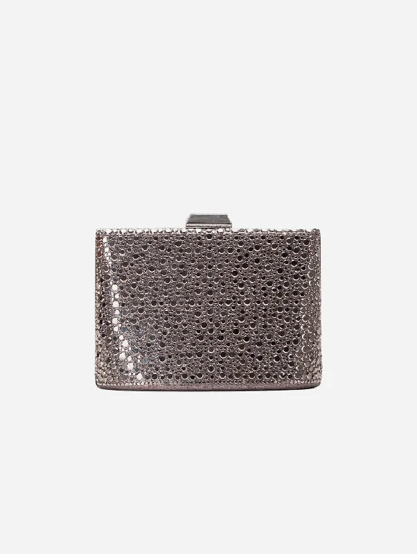 Beautiful embellished evening clutches with sequins and beads for added sparkle and glamour -Alba Vegan Sequin Clutch | Grey