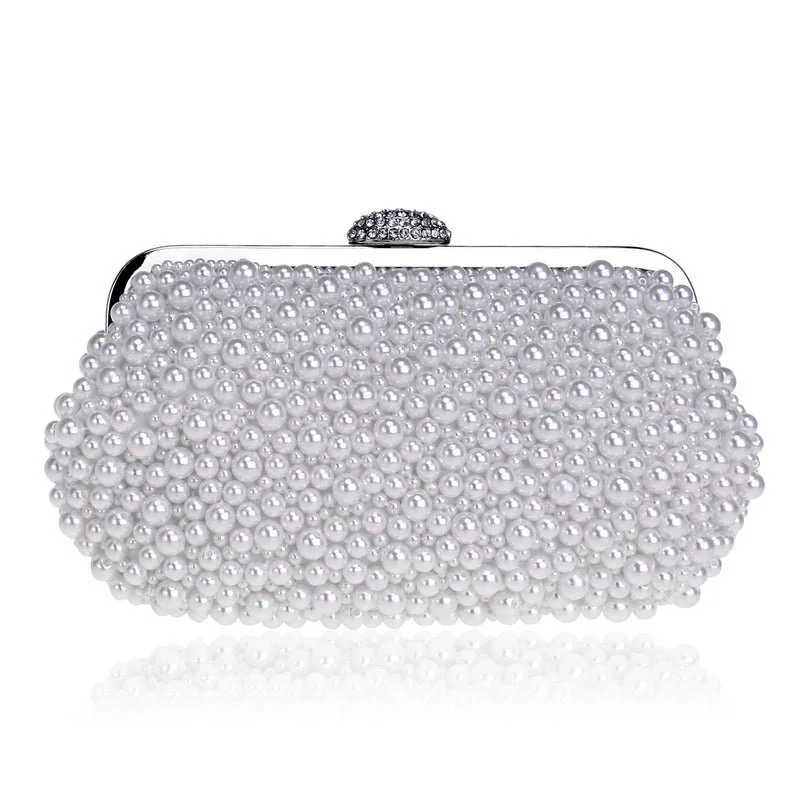 Luxury metallic clutches with gold or silver accents for evening glam -Pearl evening bag