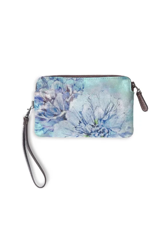 Chic evening bags with textured fabrics like brocade or jacquard for vintage elegance -Blue Peonies Clutch