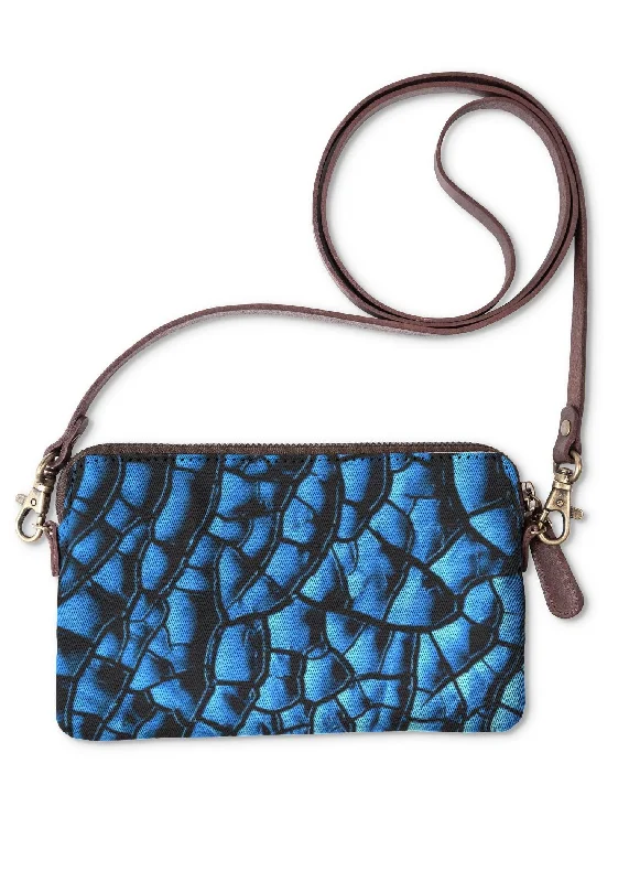 Evening bags with floral appliqués and beaded details for a feminine and intricate style -Blue Snakeskin