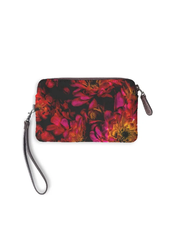 Leather clutch bags with sleek designs and metallic finishes for evening affairs -Chrysanthemum Fuschia Red