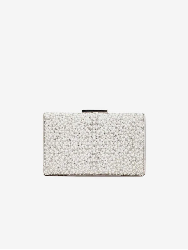 Modern evening clutches with geometric shapes and minimalistic finishes for a trendy look -Clara Vegan Pearl Bridal Clutch | Ivory