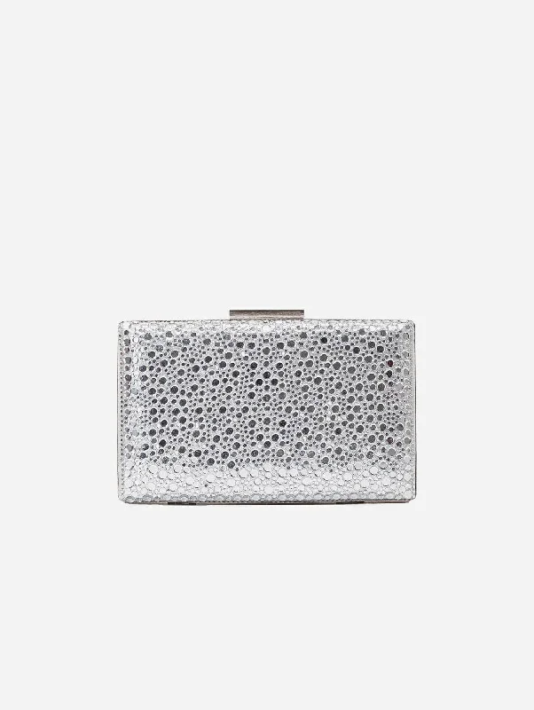 Glamorous rhinestone evening bags with silver or gold detailing for added sparkle -Clara Vegan Sequin Clutch | Silver