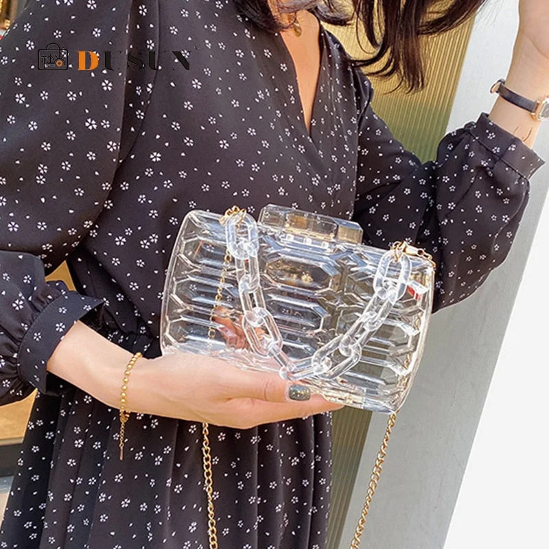 Simple evening clutches with minimalist designs for an understated yet classy style -Clear Acrylic Clutch Bags