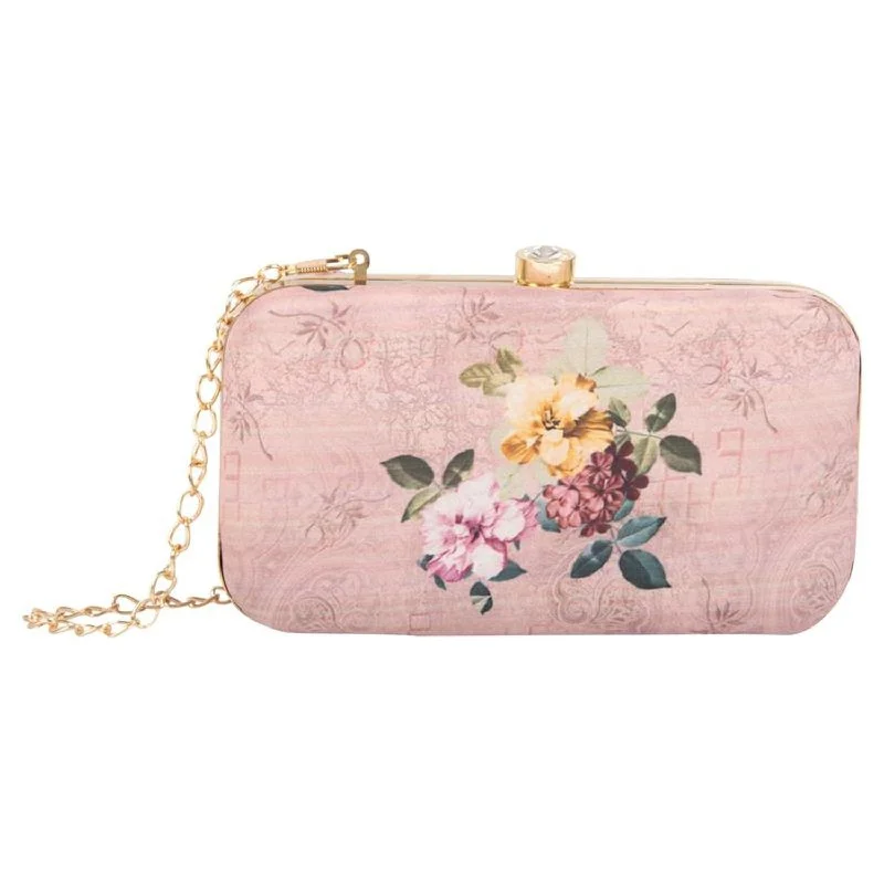 High-quality evening bags with customizable features for personalized, special occasion wear -Designer Pink Party Wear Box Clutch Purse with Chain for girls