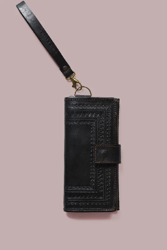 Petite evening clutches with structured designs for high-fashion and sophisticated events -Embossed Wallet Wristlet