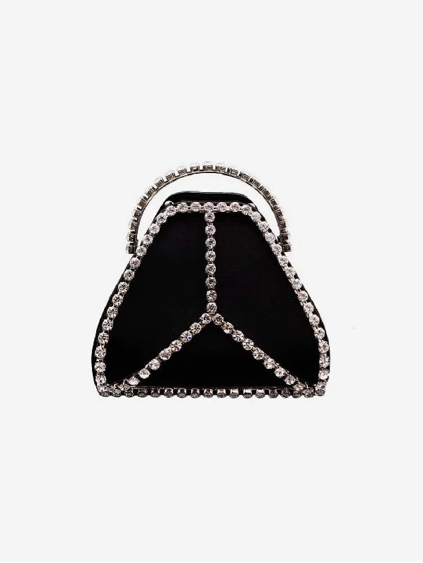 Luxury evening clutch bags with crystal embellishments for glamorous, upscale gatherings -Cleo Mini Strass Vegan Bag | Black