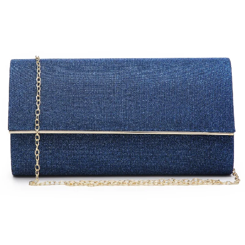 Sleek and simple evening clutches in solid colors for easy matching with outfits -Glitter Gold Trim Evening Clutch