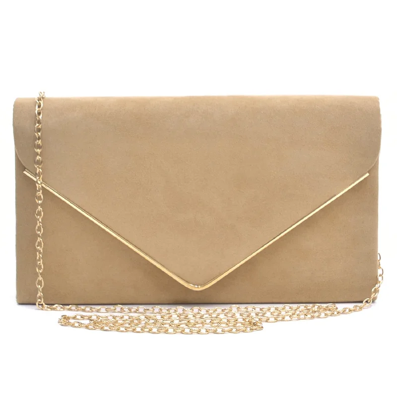 Classic and simple evening clutch bags with metallic linings for elegant finishes -Women Faux Suede Velvet Formal Evening Party Purses