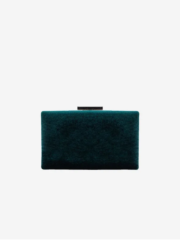 Formal evening bags with satin finishes and fine silk for refined evening wear -Clara Vegan Velvet Clutch | Green