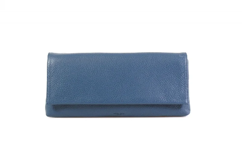 Trendy velvet evening bags with luxurious textures for a rich and opulent look -Handmade Italian Leather Clutch - Rimini - Capri Blue