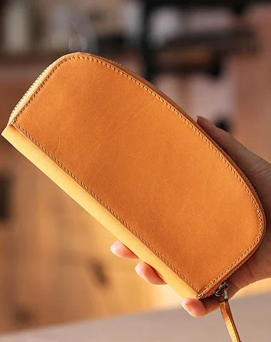 Beautifully detailed evening clutches with mirror finishes for a futuristic, upscale look -Handmade leather womens zipper clutch wallet long wallet for women