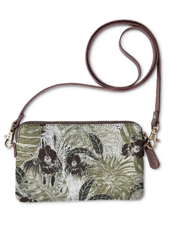 Evening bags with detachable straps for versatile carrying options at formal events -Jungle illustration green