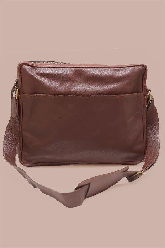 Beautifully detailed evening clutches with mirror finishes for a futuristic, upscale look -Leather Laptop Satchel - 15"