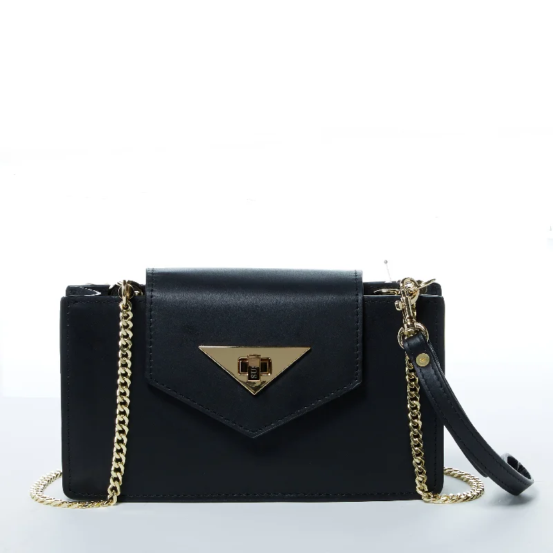 Classic black evening bags with timeless designs for sophisticated outfits and parties -Mary Black Small Crossbody Leather Wristlet