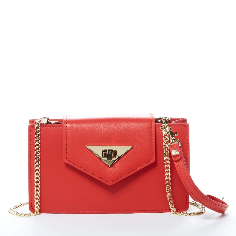 Unique evening bags with abstract designs and luxurious materials for fashion-forward looks -Mary Red Purse Mini Crossbody Bag Leather Wristlet