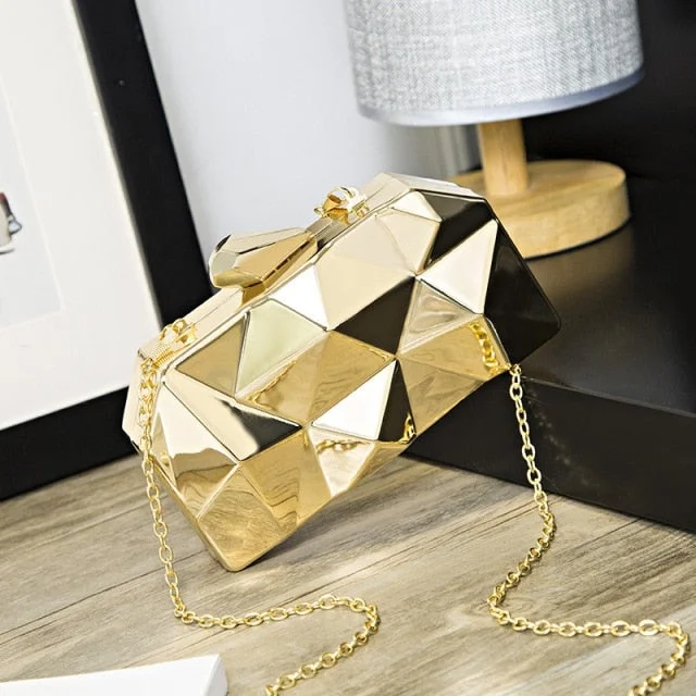 Chic satin evening bags with beaded detailing for an eye-catching, stylish finish -Metallic Clutch Bag