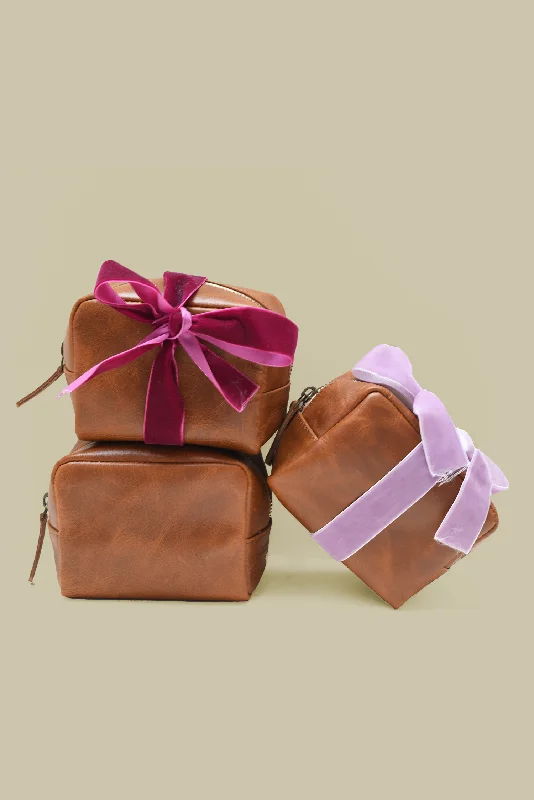 Formal evening bags with satin finishes and fine silk for refined evening wear -Mini Dopp Kit