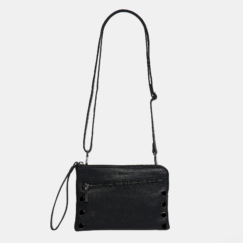 Velvet evening bags with soft, rich texture and minimalistic hardware for elegance -Nash Small | Black/Gunmetal