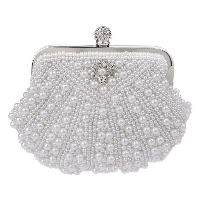 Simple leather clutches for formal gatherings with sleek and minimalist designs -Pearl diamond clutch bag