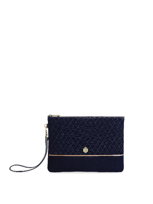 Petite evening bags with compact, sleek designs for a minimalist evening accessory -Quilted Highbury - Navy Velvet