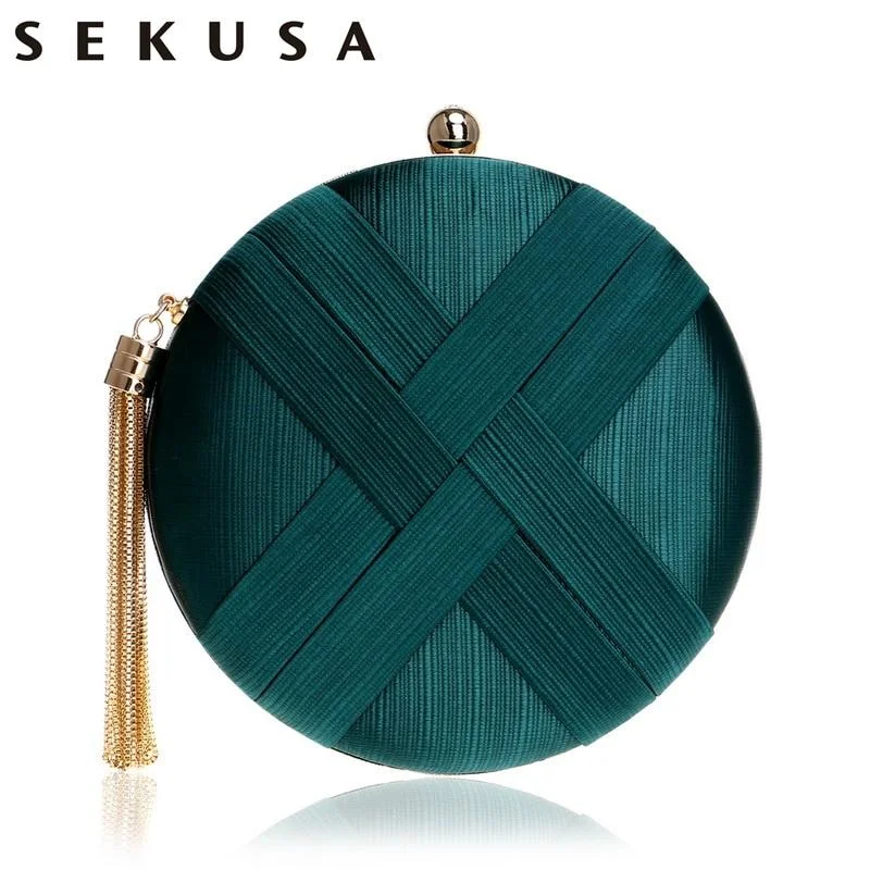 Designer evening bags with high-quality craftsmanship and luxurious detailing for elegance -SEKUSA Fashion Women Bag Tassel Metal Small Day Clutch Purse Handbags Chain Shoulder Lady Evening Bags Phone Key Pocket Bags