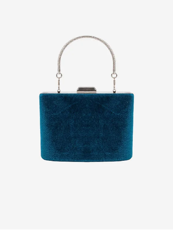 Petite evening bags with compact, sleek designs for a minimalist evening accessory -Alba Vegan Velvet Clutch | Teal Blue