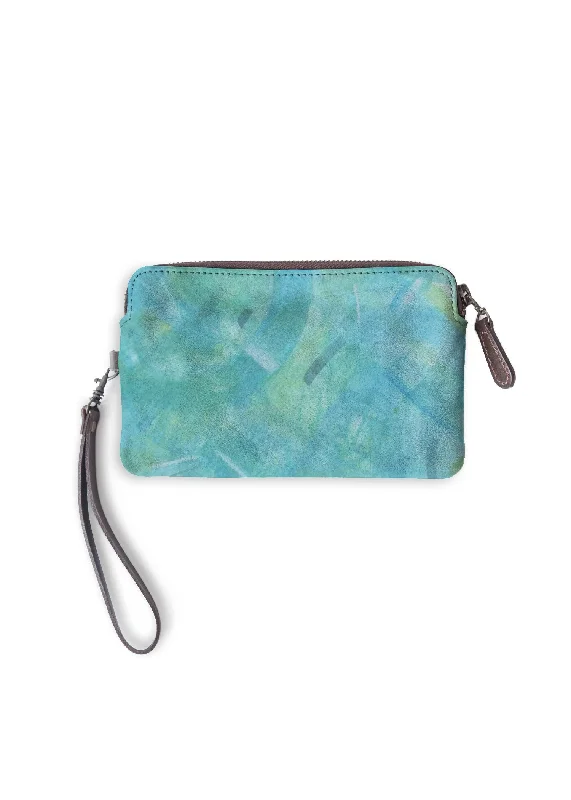 Decorative evening bags with flower or leaf motifs for a nature-inspired, romantic style -Teal Green Abstract