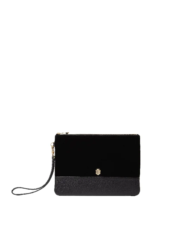 Luxury evening clutch bags with crystal embellishments for glamorous, upscale gatherings -Highbury Clutch - Black Velvet