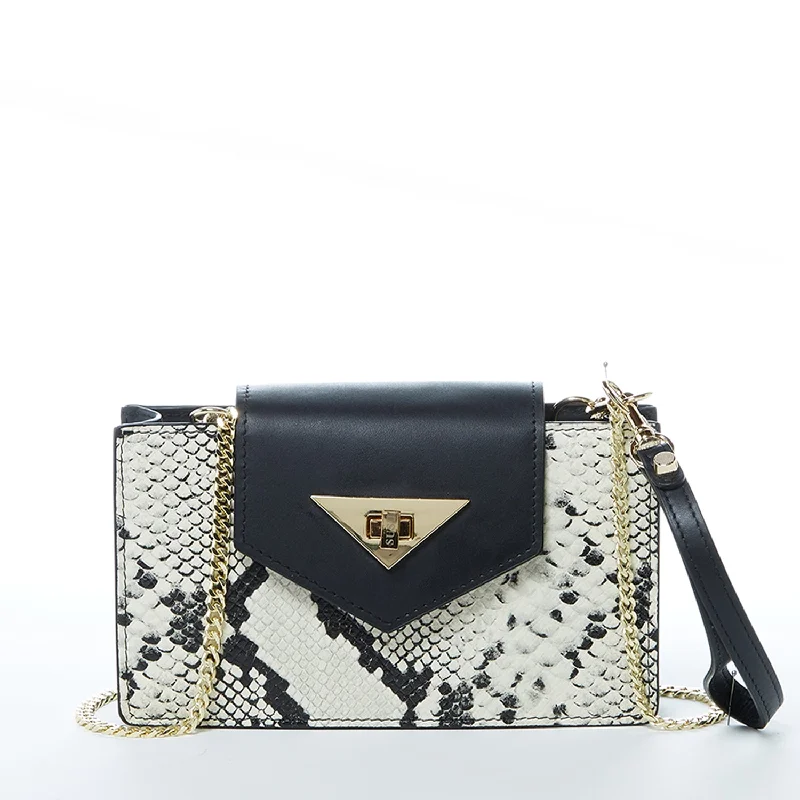 Elegant evening clutches with sparkling embellishments for formal events and occasions -Mary Small Crossbody Leather Purse Black Snakeskin Pattern