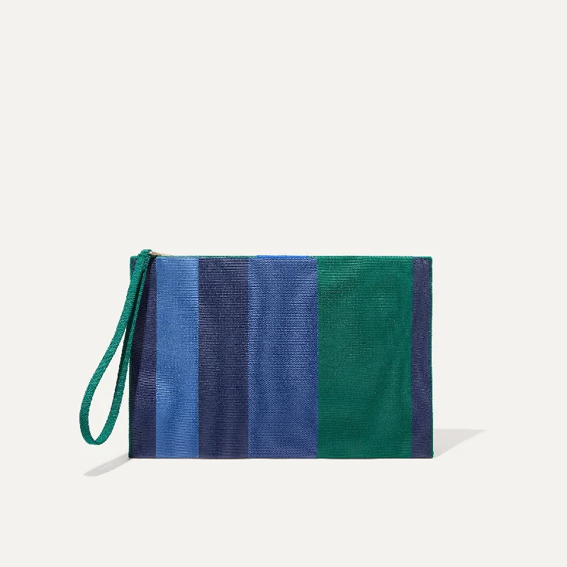 Evening clutches with minimalist designs and metallic accents for a chic, polished look -The Wristlet - Ivy Rugby Stripe