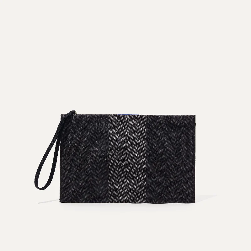 Small evening bags with detailed embroidery for traditional or vintage-inspired events -The Wristlet - Shadow Black