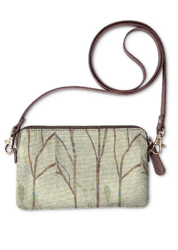 High-fashion evening bags with bold logos and sleek metallic hardware for branding -TREES CLUTCH